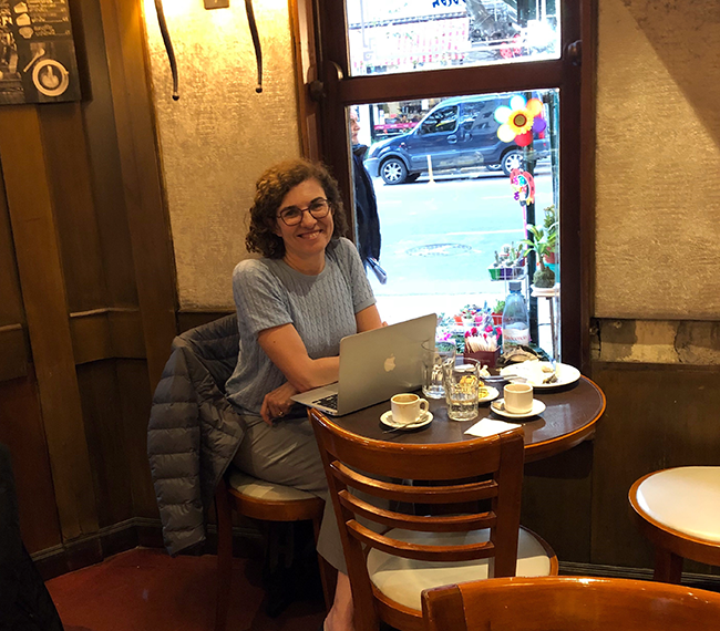 Dean Ana Diez Roux in an Argentina cafe